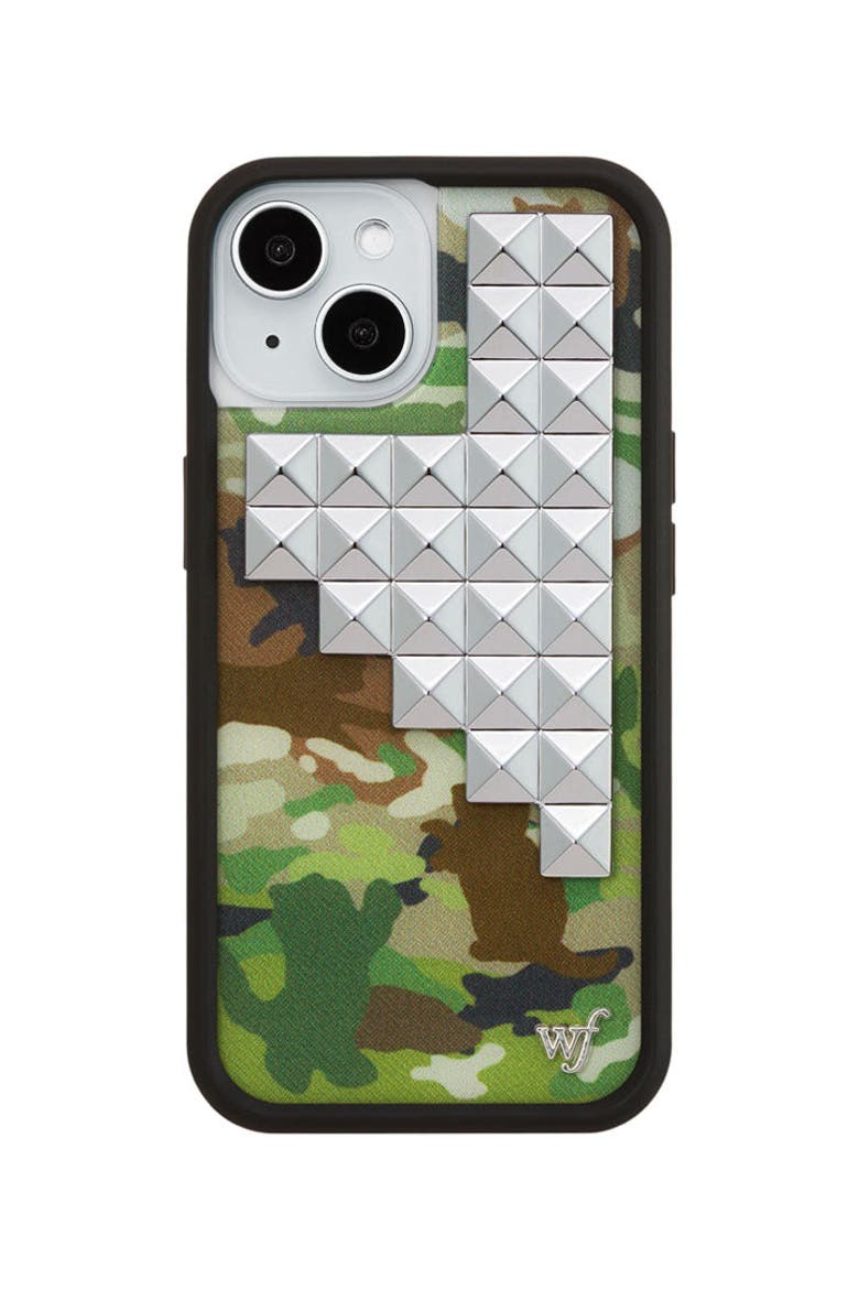 Cat Camo Stud iPhone Case, Alternate, color, Green
