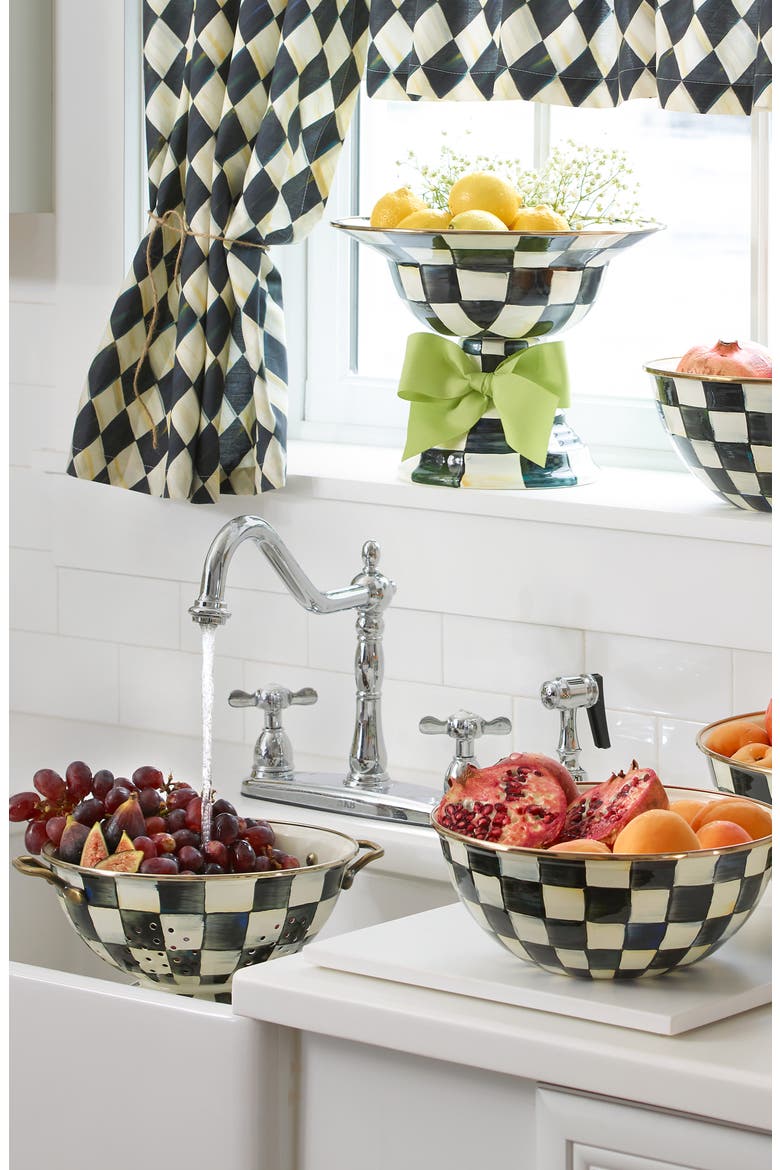 Courtly Check Large Colander, Alternate, color, BLACK/ WHITE