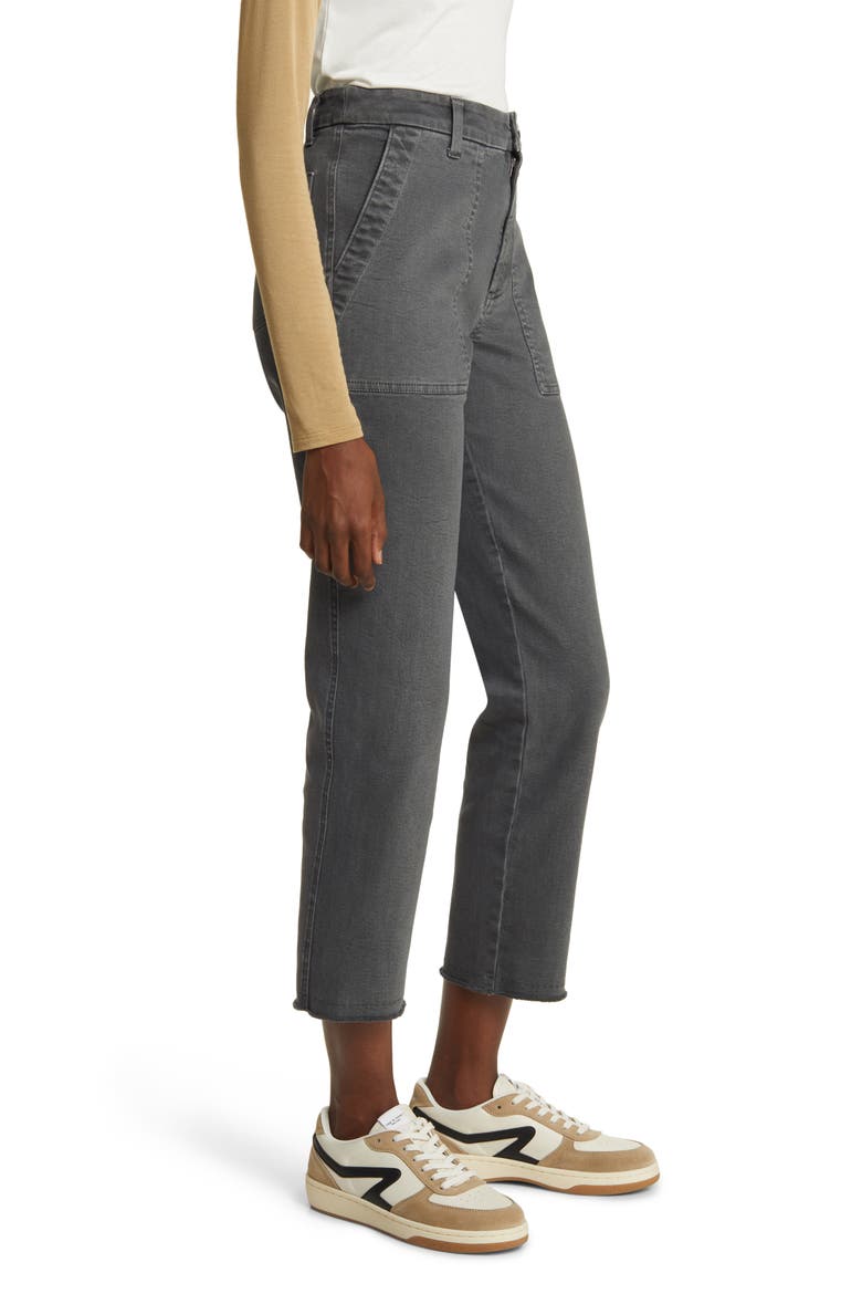 Frayed Ankle Straight Leg Utility Pants, Alternate, color, WASHED BLACK