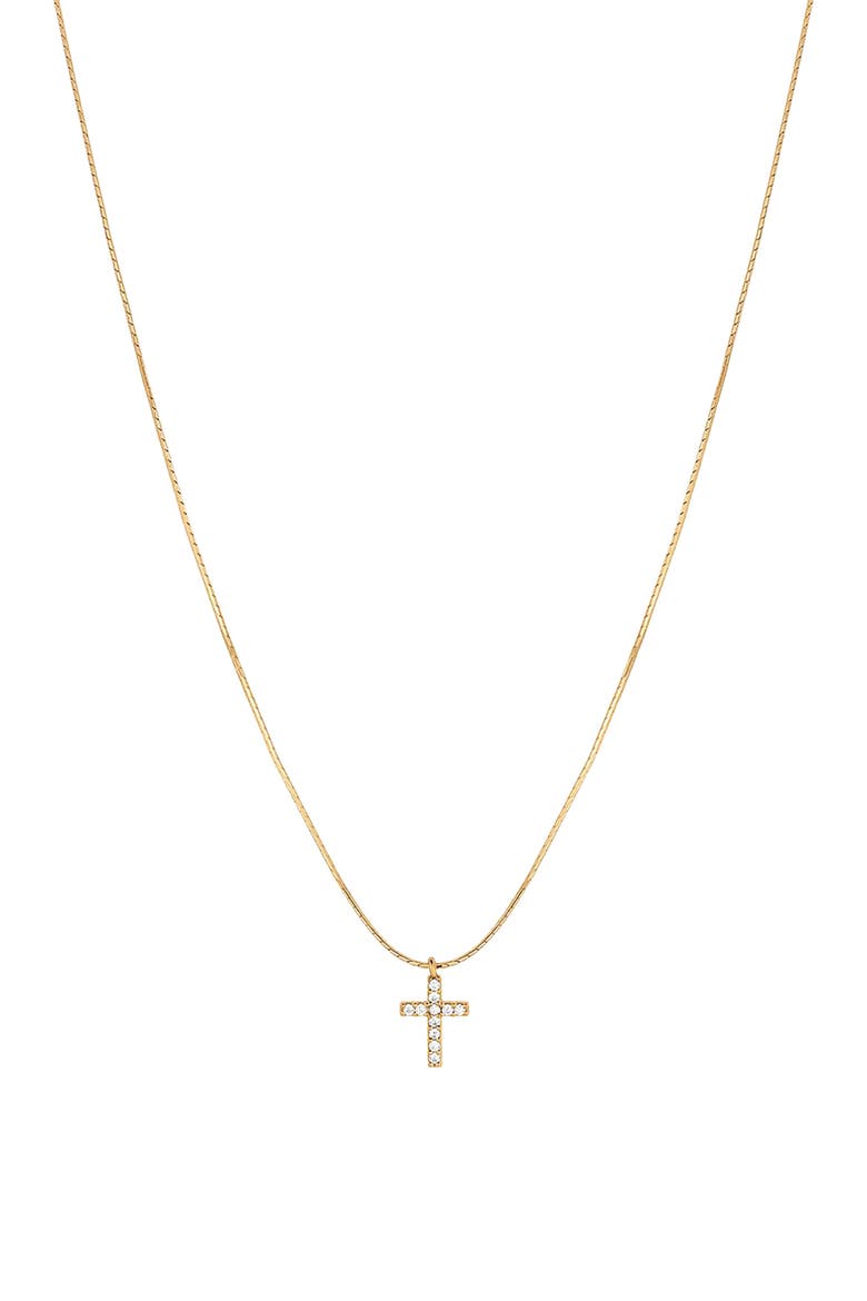 Sterling Silver 18k Gold Plated Weiss Cross Necklace Everyday Wear, Main, color, Gold