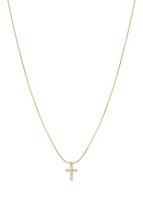 Sterling Silver 18k Gold Plated Weiss Cross Necklace Holiday Gift Idea