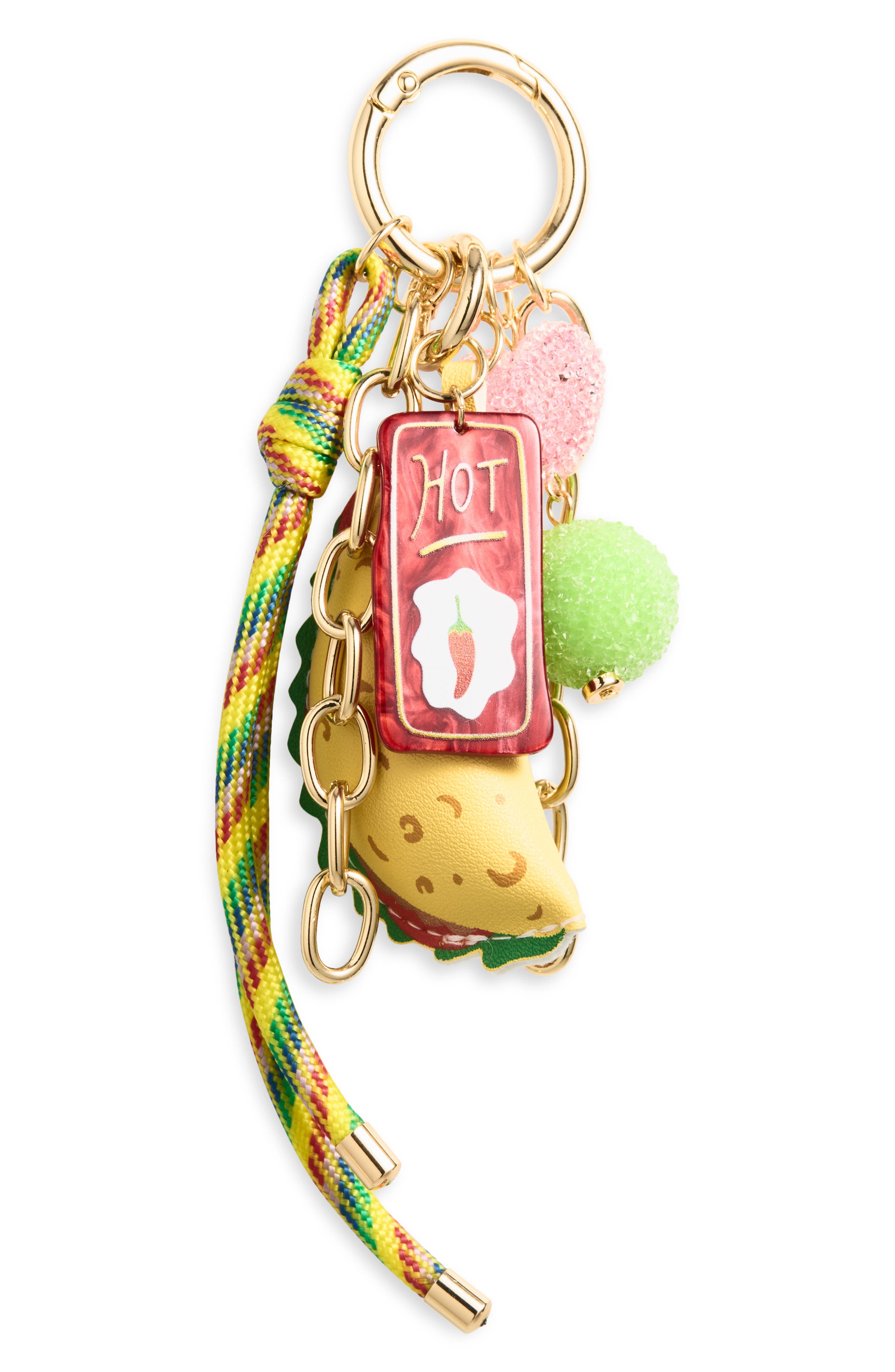Chelsea28 Taco Bag Charm, Main, color, Yellow Multi- Gold