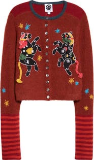 YanYan Horse Alpaca Blend Crop Cardigan