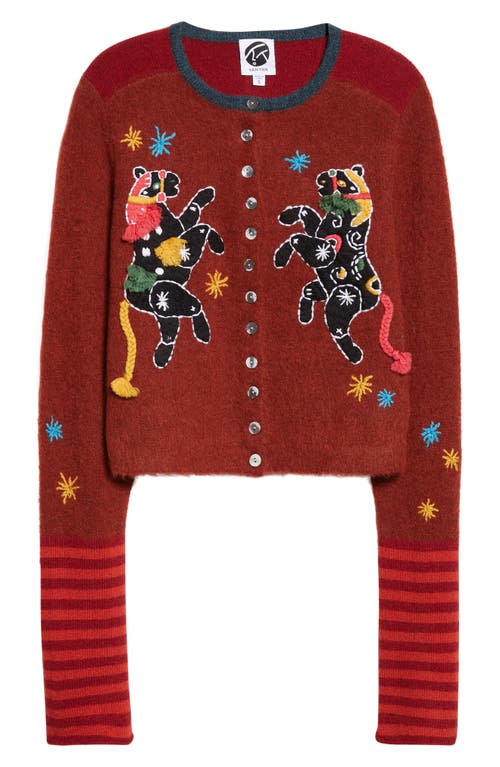 Yanyan Horse Alpaca Blend Crop Cardigan In Orange