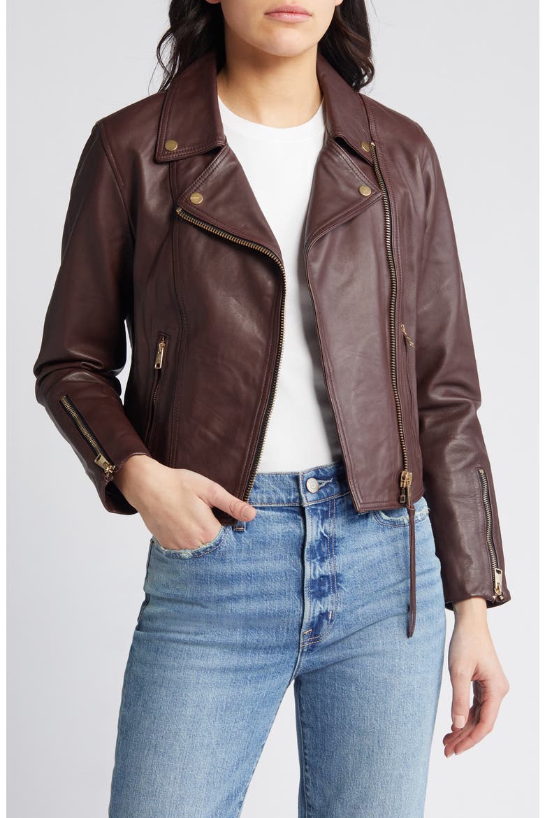 Neve Leather Moto Jacket, Main, color, OXBLOOD RED