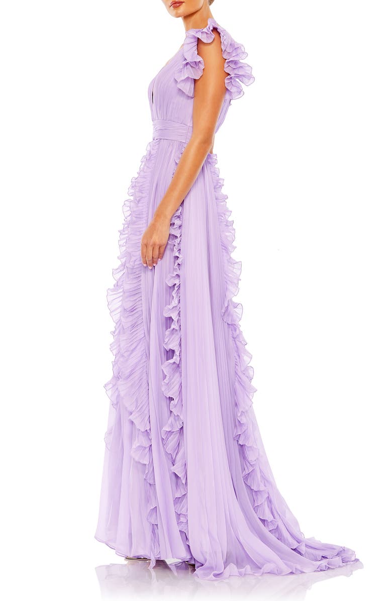 Mac Duggal Pleated Ruffle Cap Sleeve Chiffon Gown, Alternate, color,