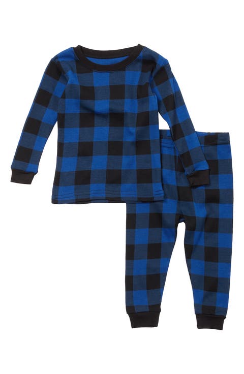 Buffalo Plaid Check Long Sleeve Top & Joggers Pajama Set