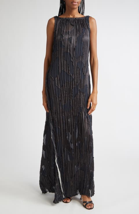 Abstract Stripe Jacquard Gown