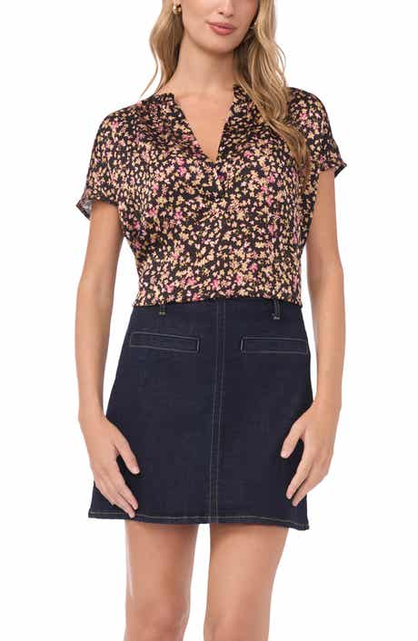 Vince Camuto Floral Split Neck Top