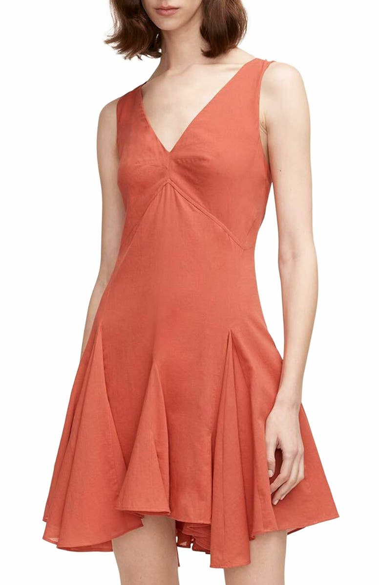 Rebecca Taylor Cotton Voile Godet Dress, Alternate, color, Carnelian