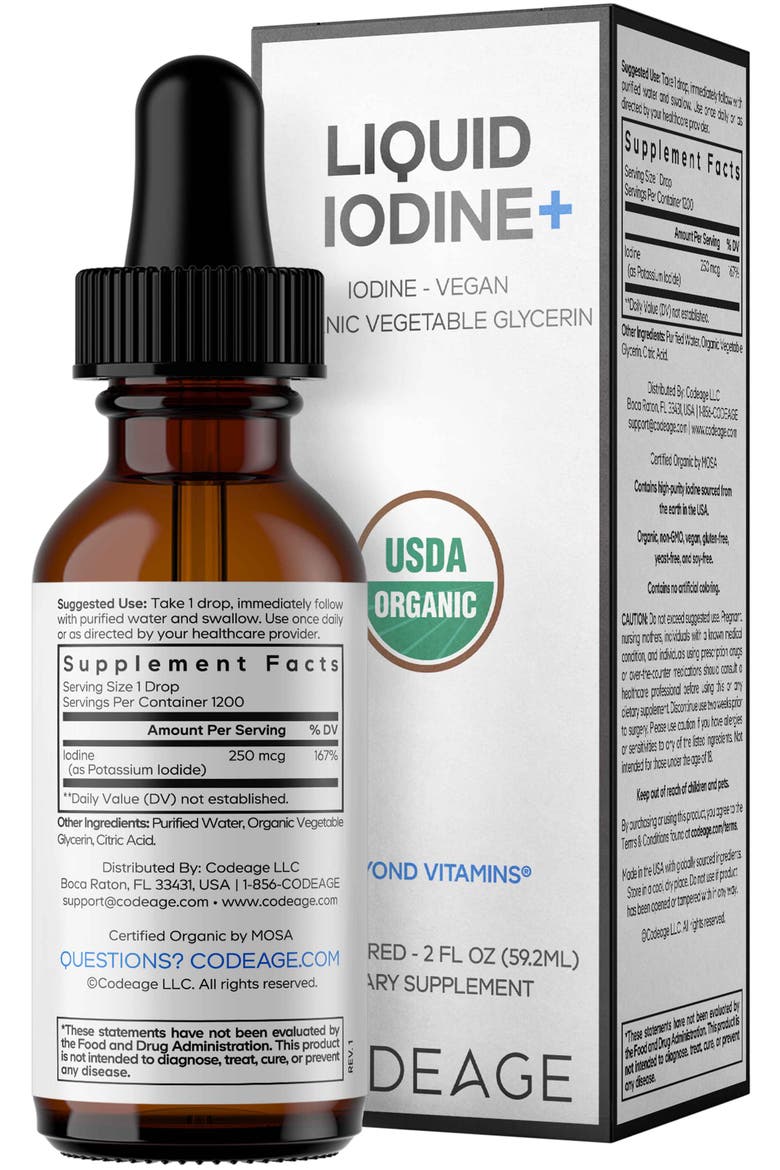 Iodine Liquid - USDA Organic Vegan Mineral Drops, Alternate, color, White