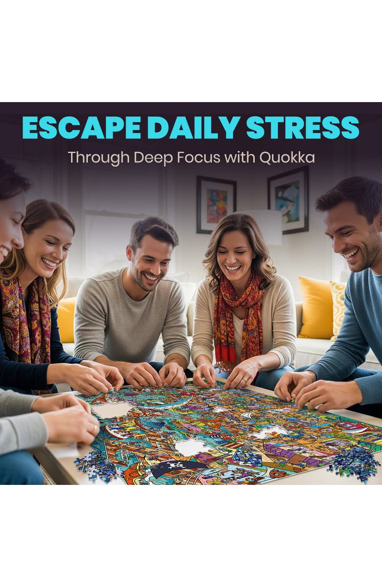 Quokka 1000 Piece Jigsaw Puzzle for Adults - Furfloat Kingdom, Twigtail Kingdom, Rocktail Kingdom & Blush Lotus Kingdom, Alternate, color, Furfloat Kingdom