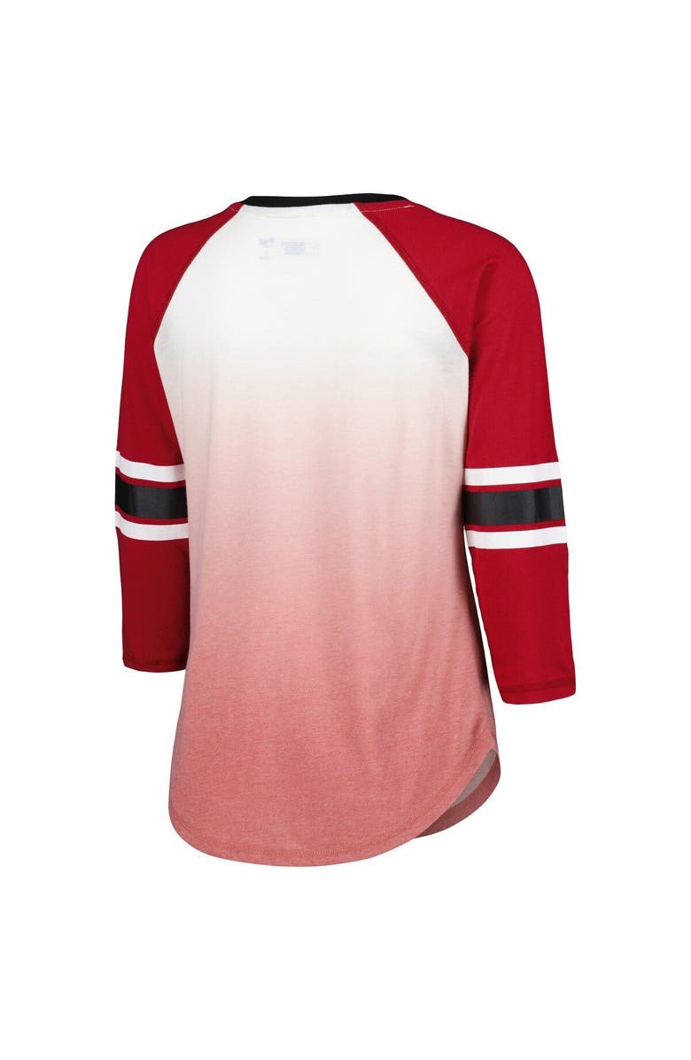 G-III 4HER BY CARL BANKS Women's G-III 4Her by Carl Banks White/Crimson Indiana Hoosiers Lead Off Ombre Raglan 3/4-Sleeve V-Neck T-Shirt, Alternate, color,