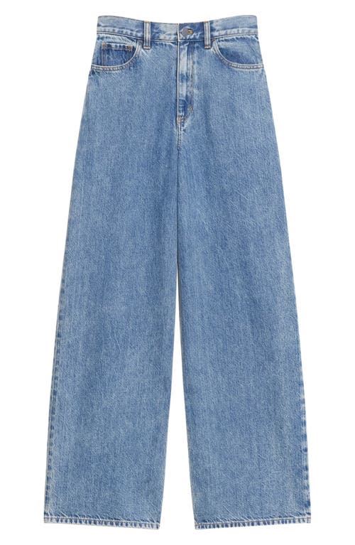 Theory High Waisted Wide Leg Jeans In Ice Blue Cotton-blend In Blue