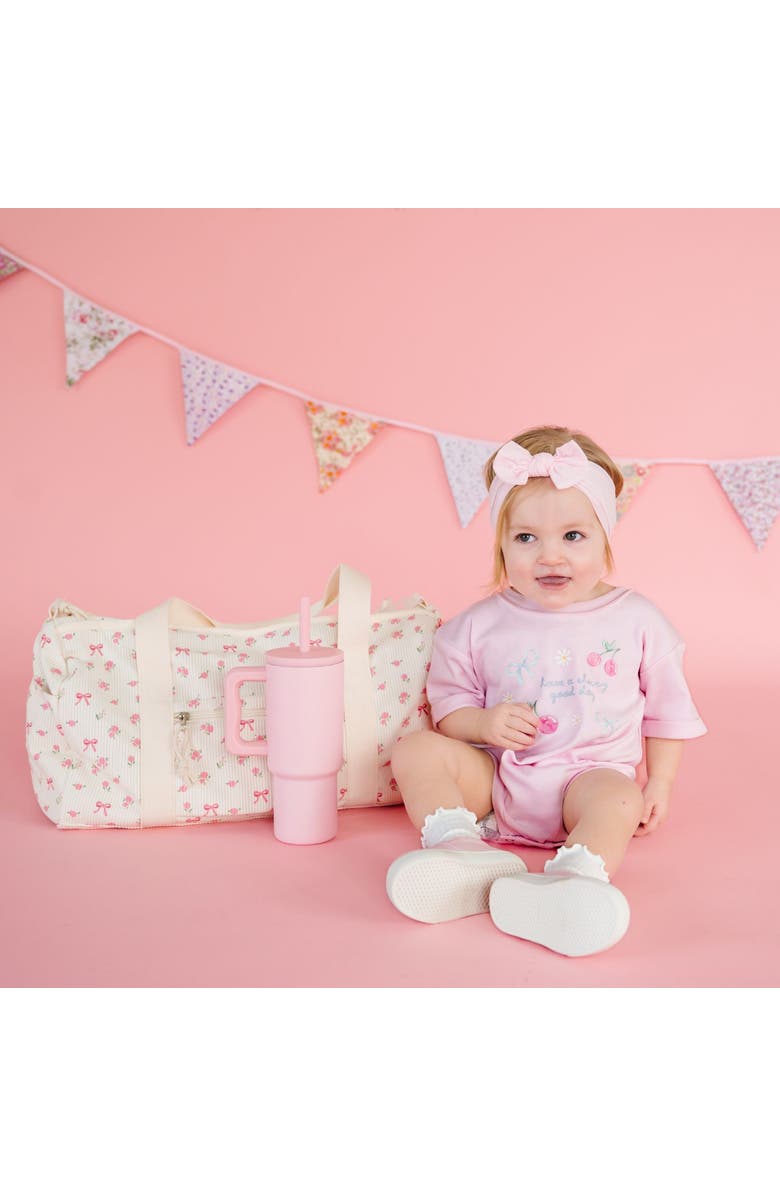 Sweet Wink Cherry Good Day Short Sleeve Romper, Alternate, color, Ballet Pink