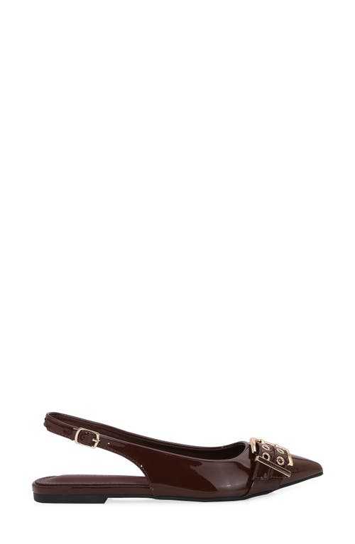 Berness Buckle Slingback Pointed Toe Flat In Brown