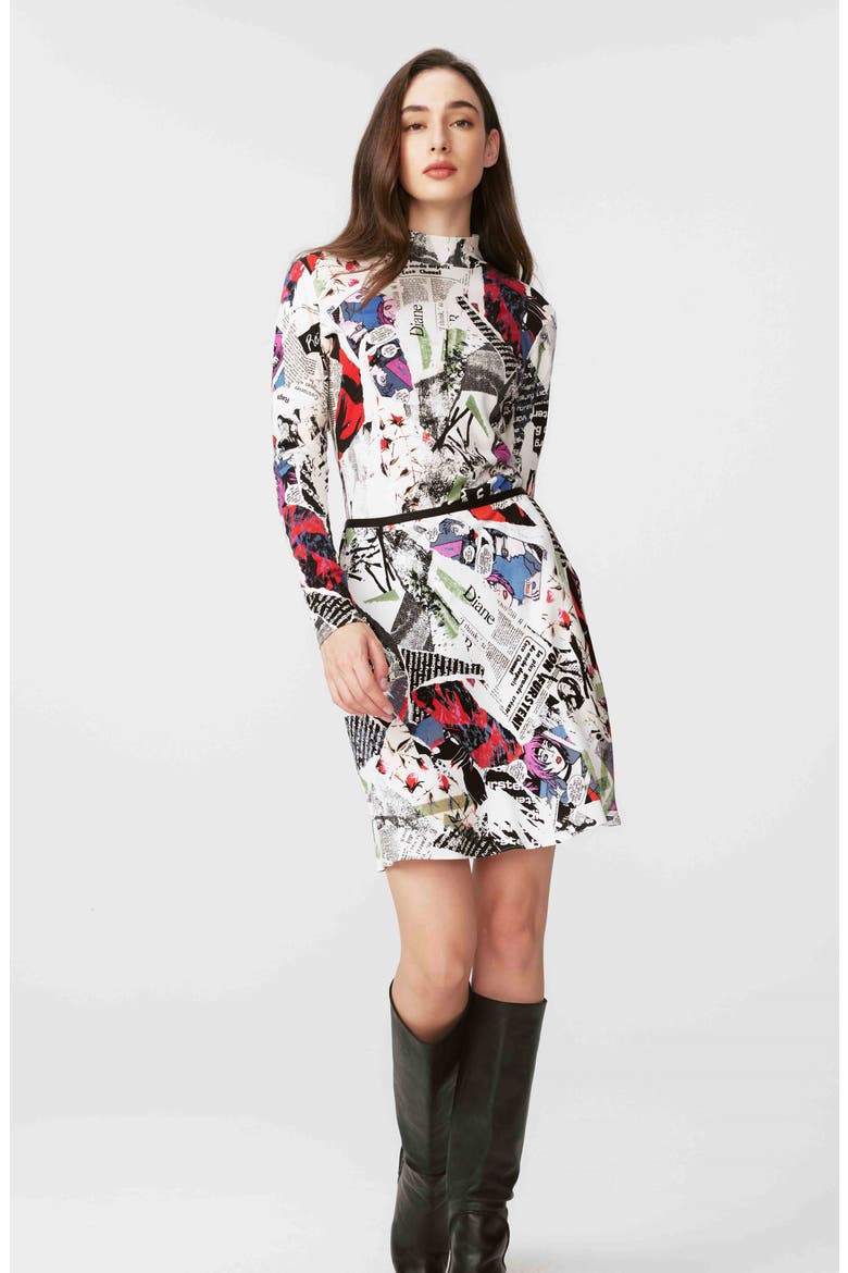 Mae Pop Art Newspaper Print Skirt, Alternate, color, POSTER GIRL
