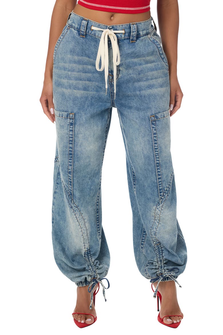 Balloon High Waist Jogger Jeans, Main, color, SUN BLAZED