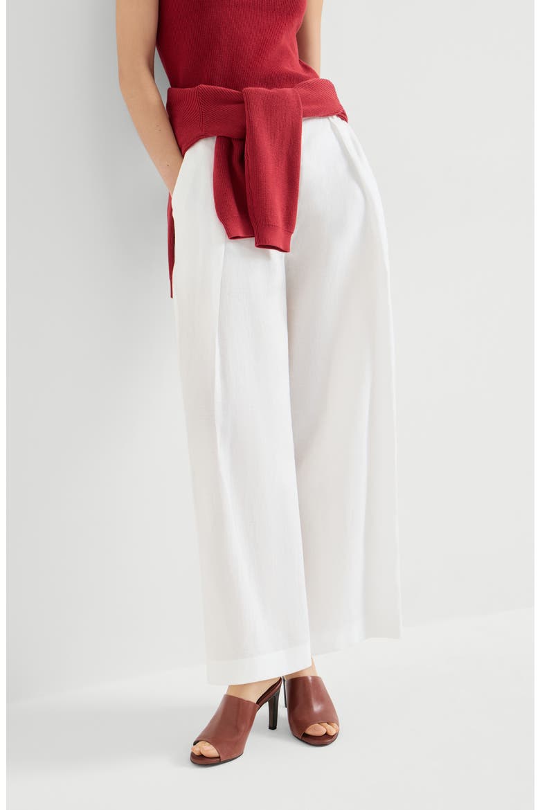 Pleated A-Line trousers, Alternate, color, White