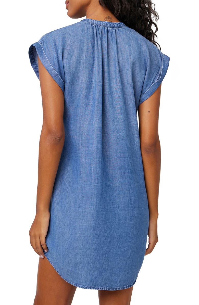 Bella Dahl Cap Sleeve Henley Denim Dress, Alternate, color,