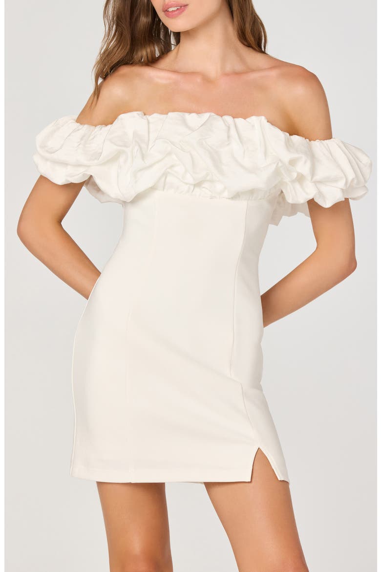 Off-the-Shoulder Minidress, Alternate, color, WHITE