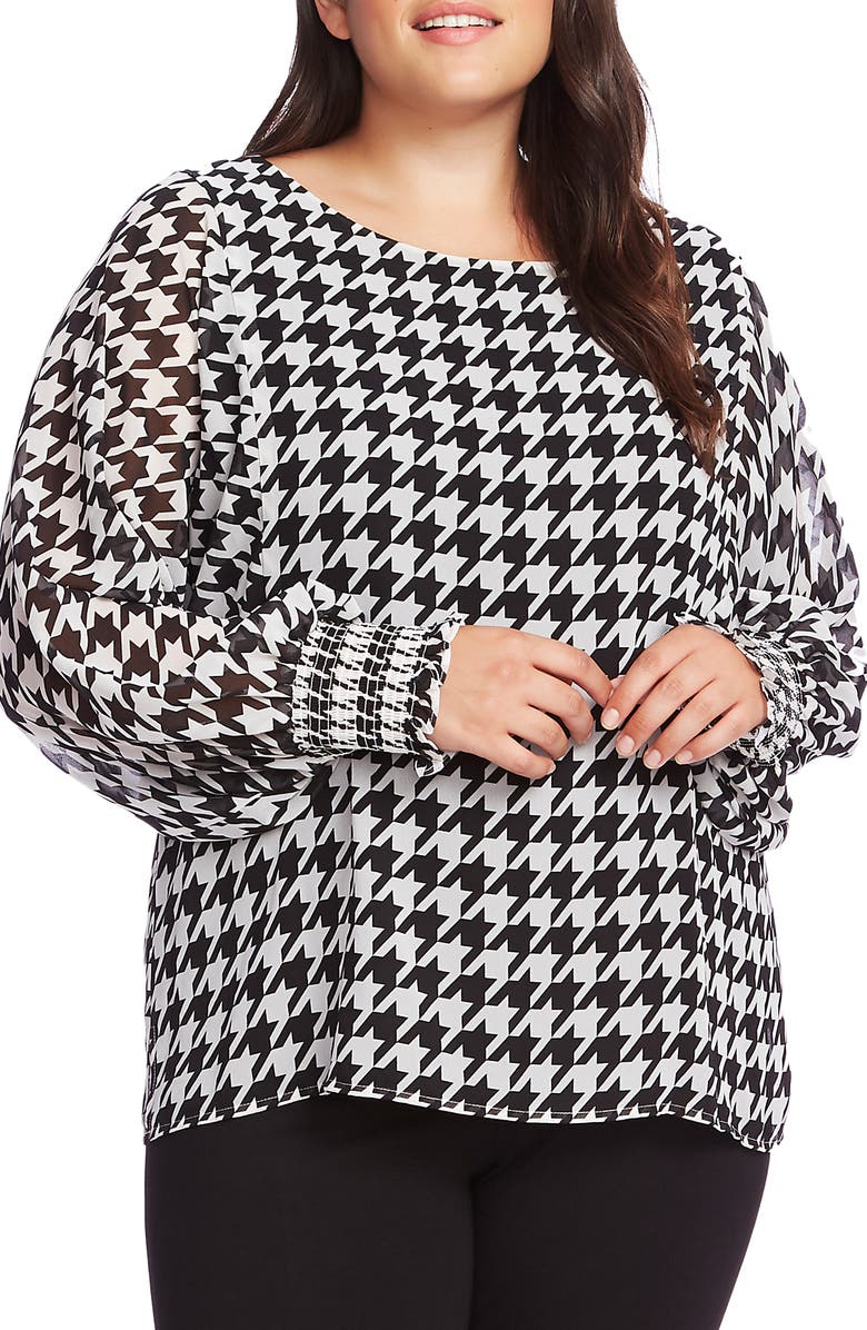 Vince Camuto Houndstooth Chiffon Blouse, Main, color,