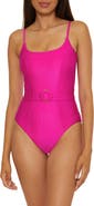 Becca Monte Carlo Belted Rib One-Piece Swimsuit