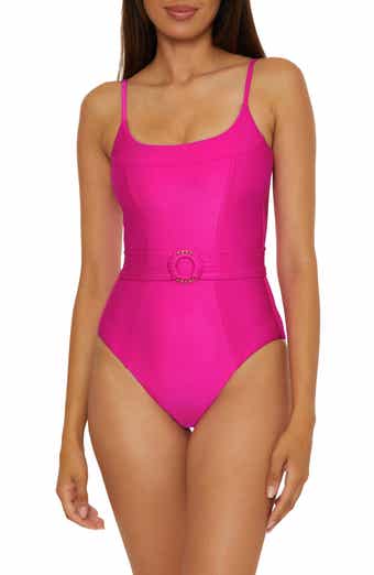 Becca Monte Carlo Belted Rib One-Piece Swimsuit