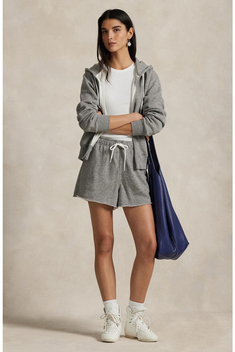 Lightweight Fleece Drawstring Shorts, Alternate, color, DARK VINTAGE HEATHER