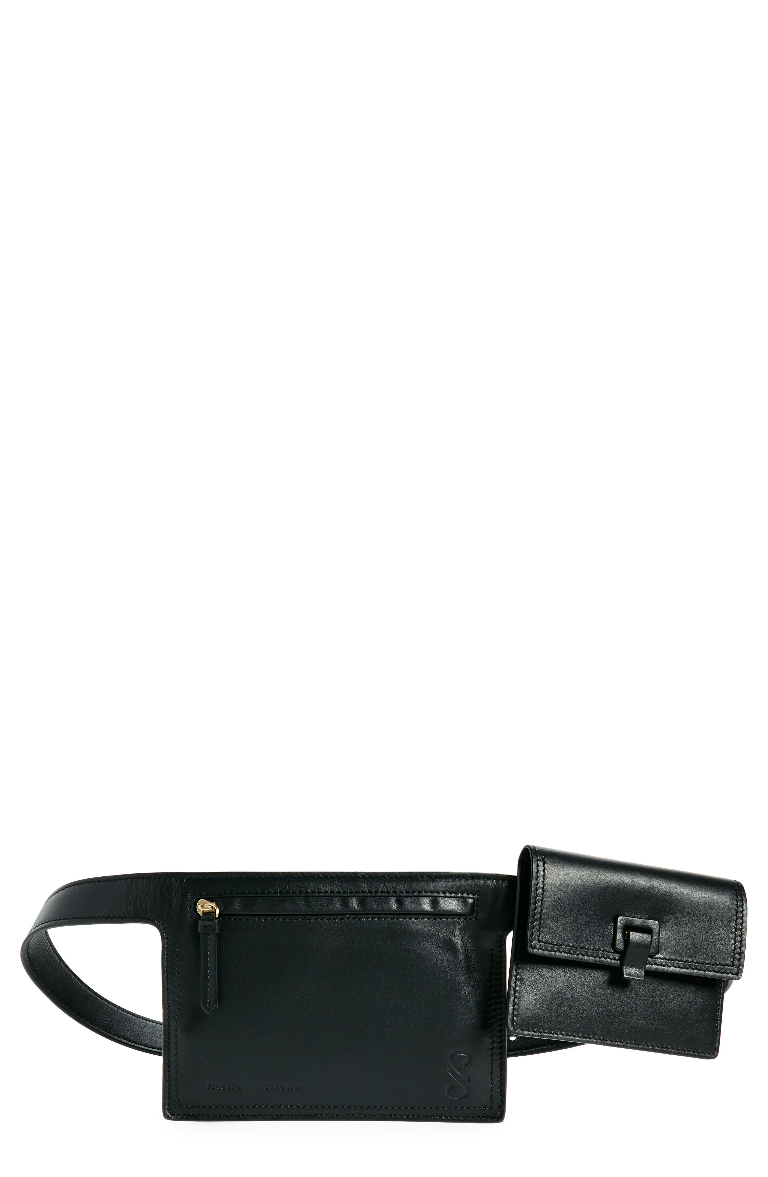 Proenza Schouler Double Pocket Leather Belt Bag, Main, color, 