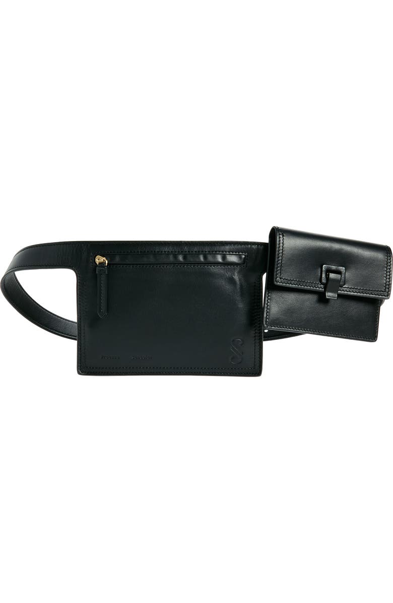 Proenza Schouler Double Pocket Leather Belt Bag, Main, color,