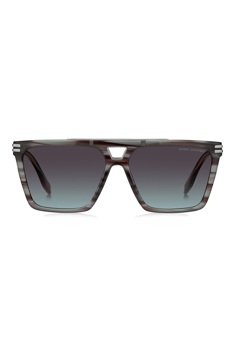 58mm Gradient Square Sunglasses, Main, color, GREY HORN/ BROWN BLUE