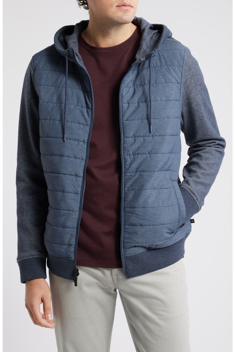 Cowandame Mixed Media Quilted Jacket, Main, color, NAVY