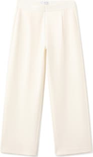 MANGO Pleated Straight Leg Cotton Blend Pants