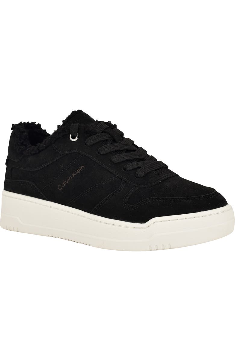 Calvin Klein Pozay Faux Shearling Sneaker, Main, color, Black