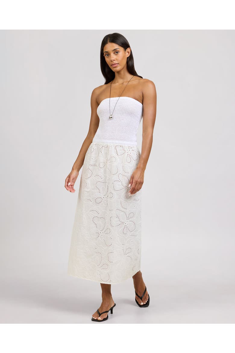 Crochet Knit Mix Media Dress, Main, color, White