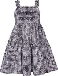Iris & Ivy Kids' Floral Embroidered Gingham Tiered Sundress