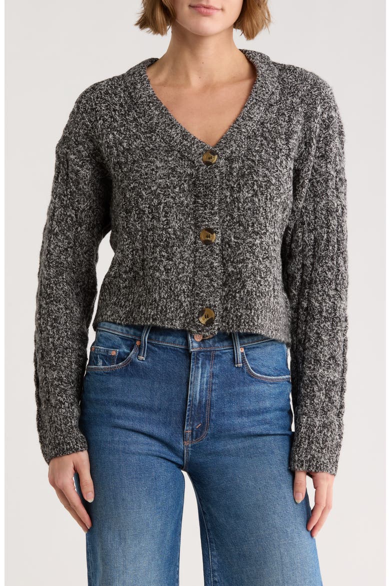 V-Neck Crop Cardigan, Main, color, GREY TWIST