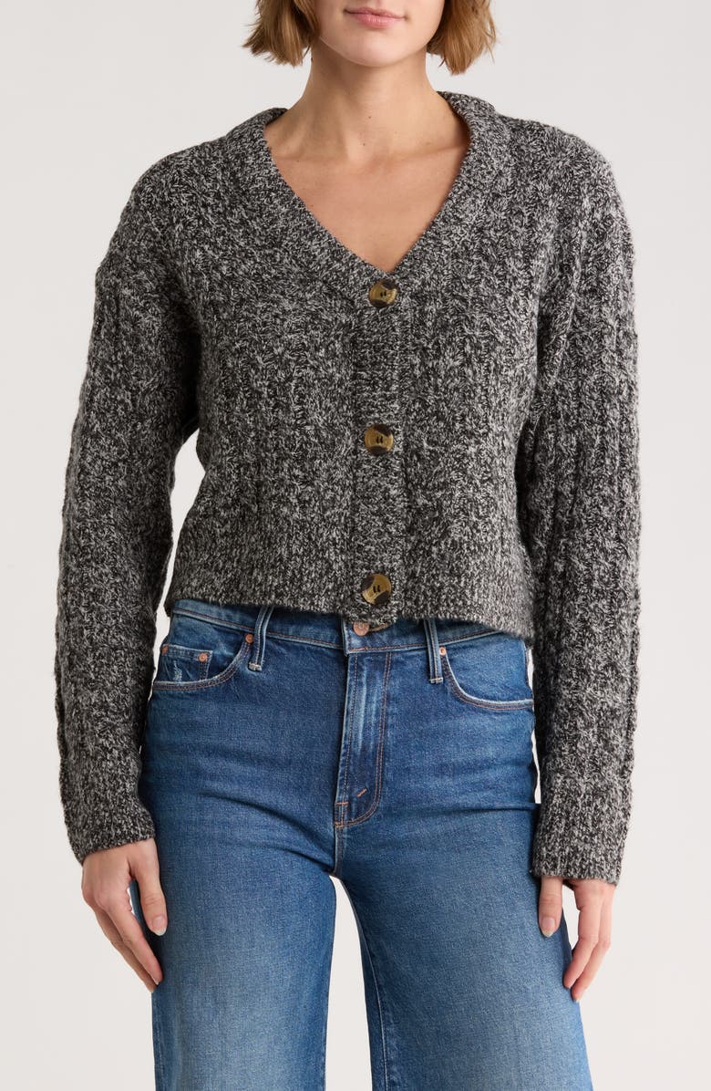 RDI V-Neck Crop Cardigan, Main, color, Grey Twist
