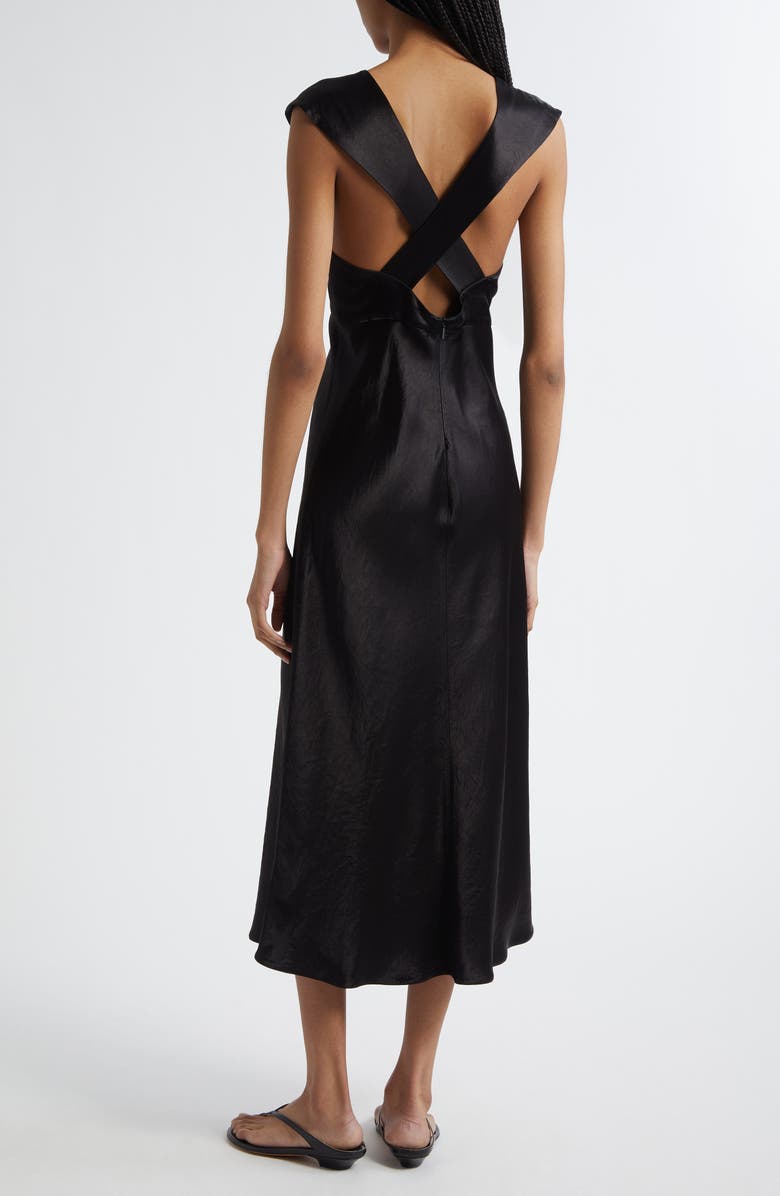 MM by Max Mara Glizia Sleeveless Empire Waist Satin Dress, Alternate, color, Black