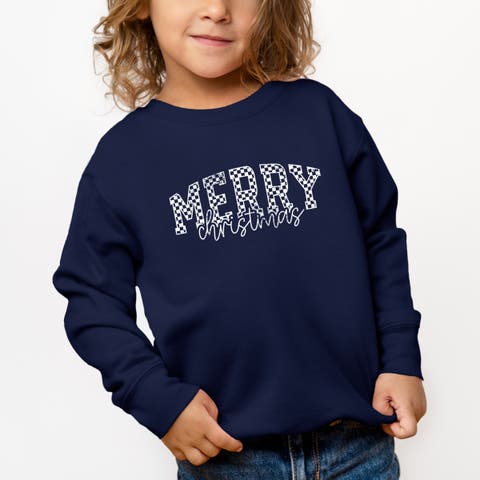 Merry Christmas Varsity Checkered Sweatshirt (toddler)