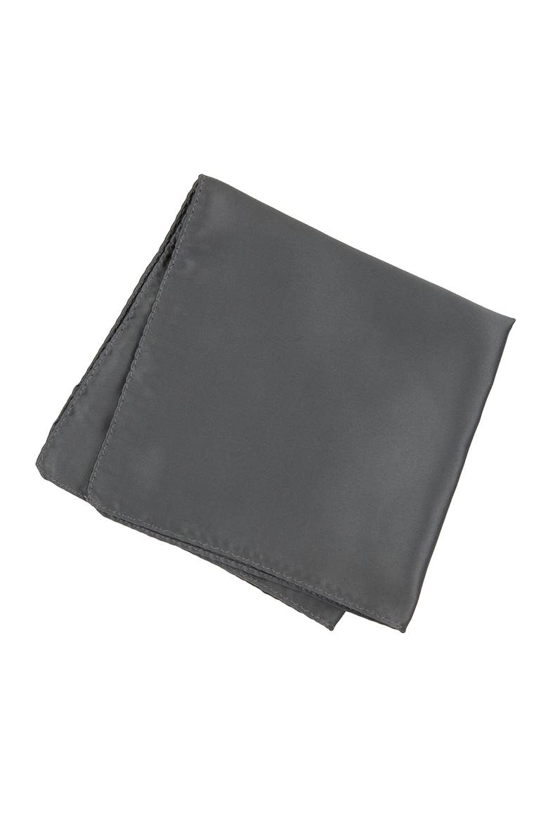 Men's Solid Satin Pocket Square, Main, color, SLATE