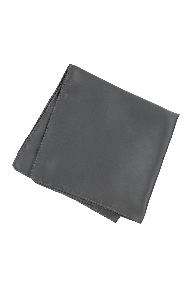 Brooklyn Brigade Men's Solid Satin Pocket Square, Main, color, Slate