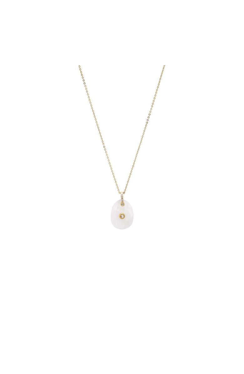 BY ADINA EDEN CZ Bezeled Natural Stone Pendant Necklace, Main, color, Mother Of Pearl