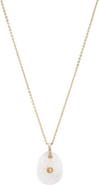 BY ADINA EDEN CZ Bezeled Natural Stone Pendant Necklace