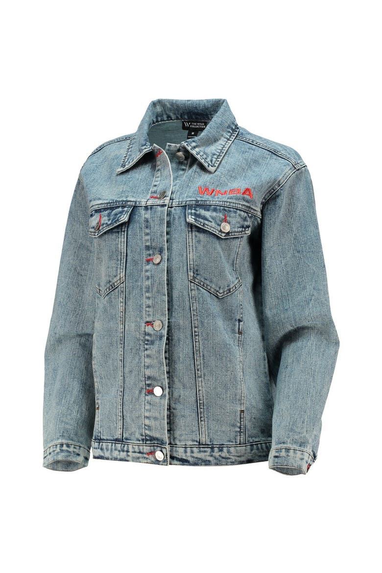 Men's The Wild Collective WNBA Logowoman Full-Button Denim Jacket, Alternate, color, Denim