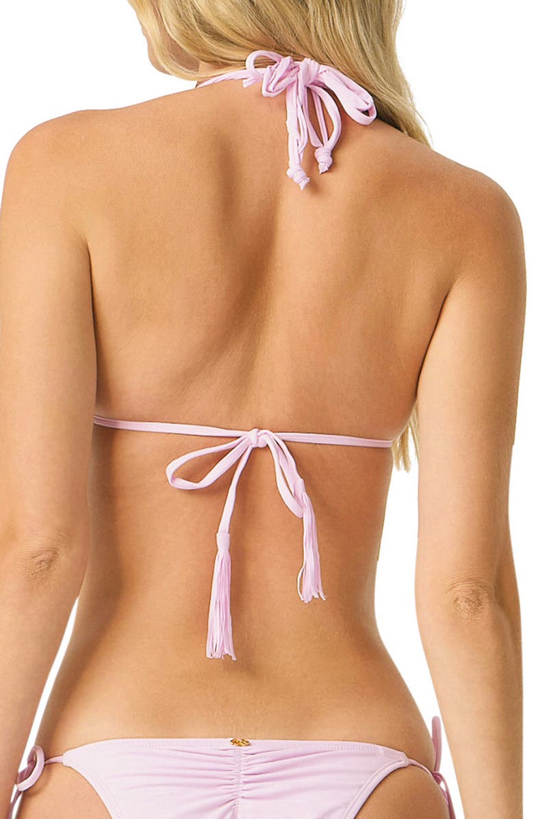 PQ SWIM Isla Macramé Triangle Bikini Top, Alternate, color, Rose