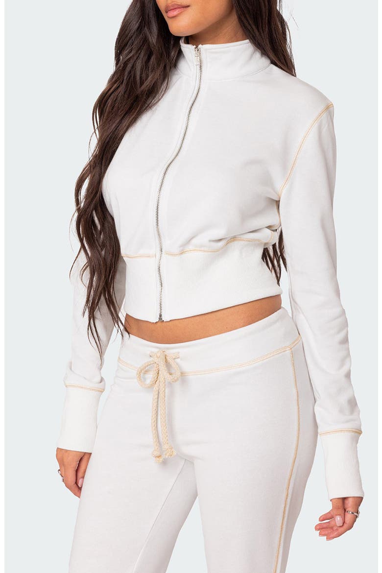 Alexia Crop Zip-Up Jacket, Alternate, color, WHITE