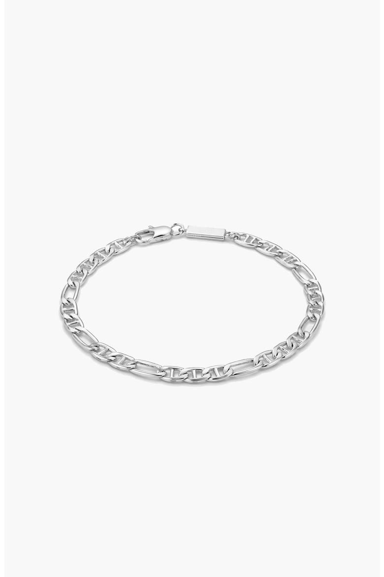 Figaro Bracelet in Silver, Alternate, color, Silver