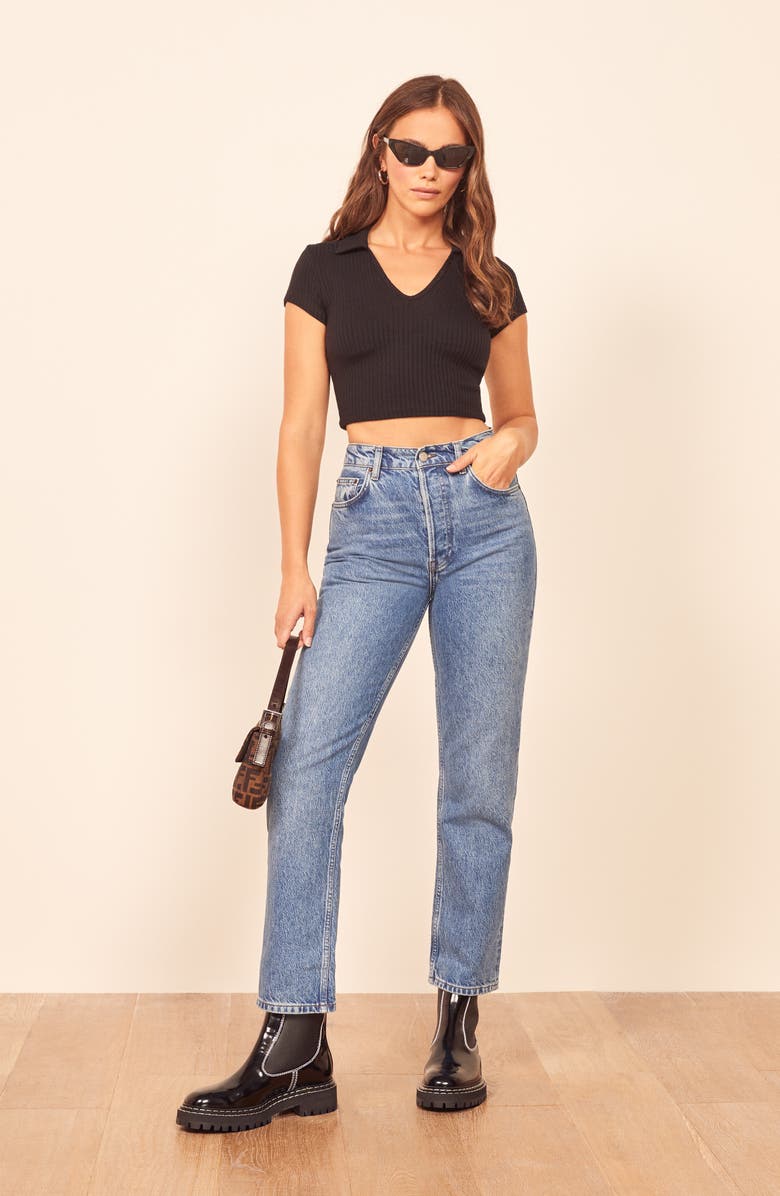 Reformation Ludo Ribbed Crop Top, Alternate, color, 